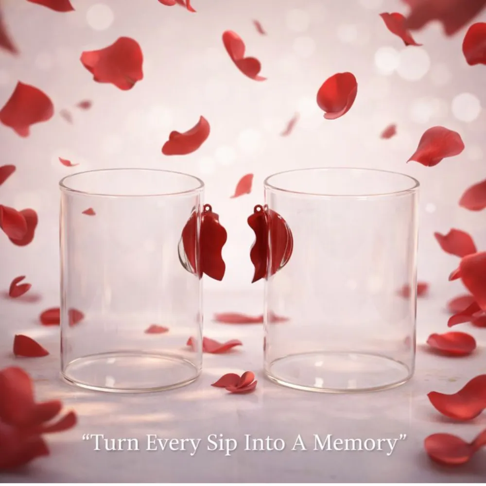 Magnetic Heart Embedded Glass Set By Limitless Hub
