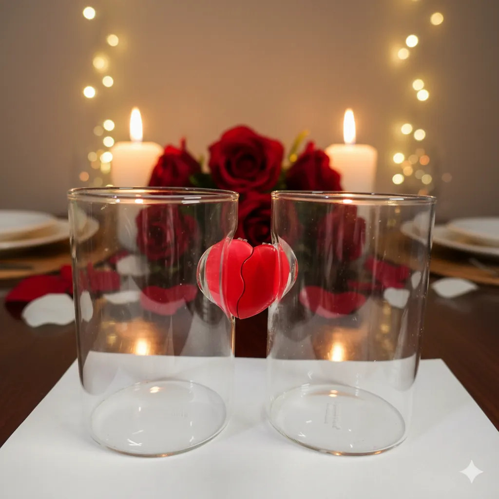 Magnetic Heart Embedded Glass set By Limitless Hub